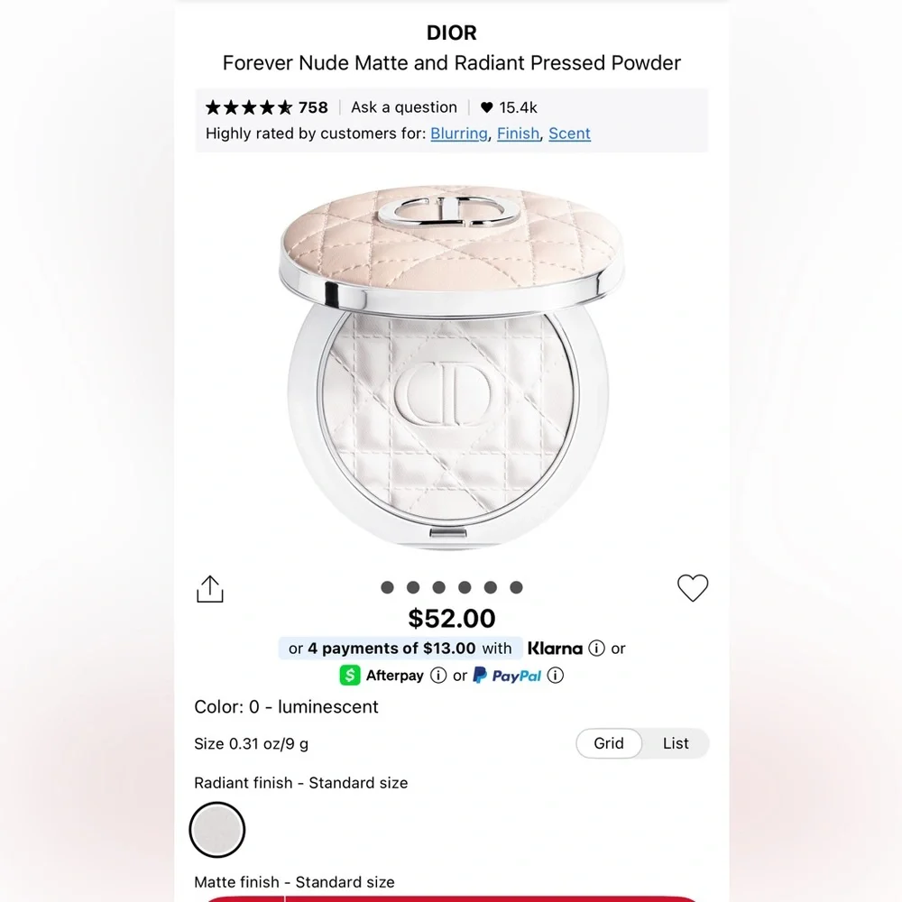 Dior Forever Nude Radiant Filter Pressed Powder in Luminescent